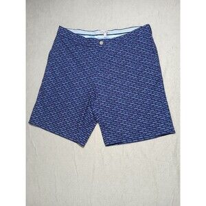 Peter Millar Carrboro Performance Golf Shorts - Car Motif - Blue/Purple - 34 EUC